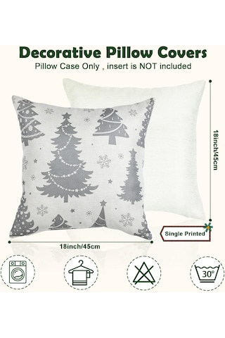 4'lü Noel Yastık Kılıfı Seti - Kırmızı Yastık Kılıfları 45 X 45 Cm - Noel Tasarım Yastık Kılıfları