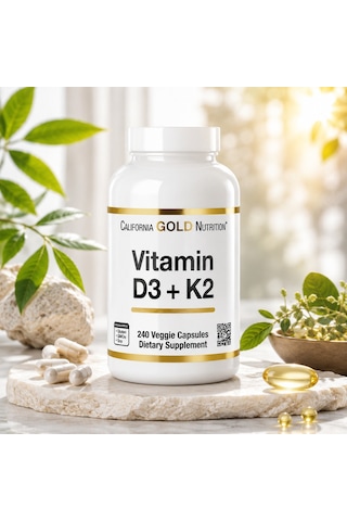 California Gold Nutrition, Vitamin D3 + K2, 240 Veggie Capsules