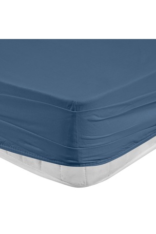 Freesia Çift Kişilik Ranforce Lastikli Çarşaf 160x200+35 Cm Indigo İndigo