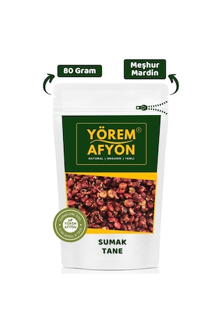 Yörem Afyon Meşhur Mardin Midyat Yöresinden Doğal Şifa Kaynağı Yerli Hasat Tane Sumak Rhus 80gr
