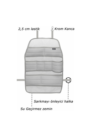 Bod Ecolux Serisi Taytüyü Araba Oto Koltuk Arkası Eşya Düzenleyici Araç İçi Organizer Gri