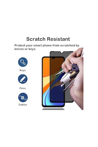 Xiaomi Redmi 9c Privacy Hayalet Ekran Koruyucu 2 Adet - 9h Temperli Cam, Yan Görünme Engelleyici, Tam Kaplama
