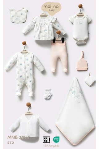 Moi Noi Baby Organik Kız Bebek 10'lu Hastane Çıkışı Seti Çok Renkli