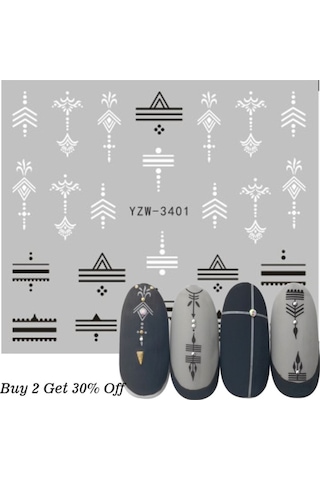 Geometrik Hat Tırnak Vinil Sticker Düz Çizgiler Çoklu Dövme Süsleme Figürleri 6x5.5cm