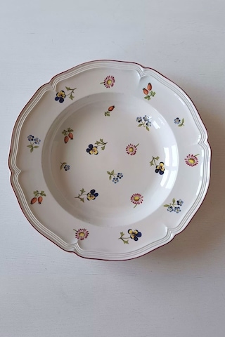Petite Fleur Vıtro-porcelaine Antika Porselen Yemek Tabağı Çiçekli Lüksemburg Renkli