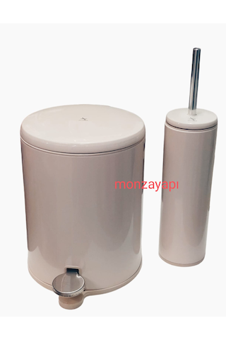 Primanova Cigo Pedallı Çöp Kovası Soft Ve Wc Tuvalet Fırçası Bej