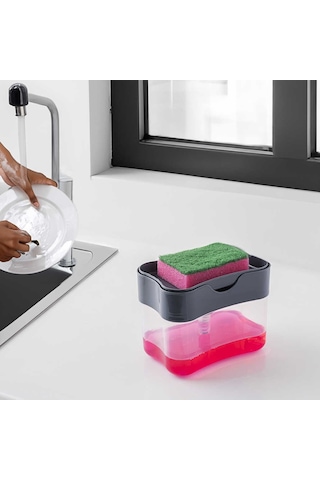 Porsima ORG-98 Deterjan Hazneli Pompalı Süngermatik Sıvı Sabunluk Antrasit