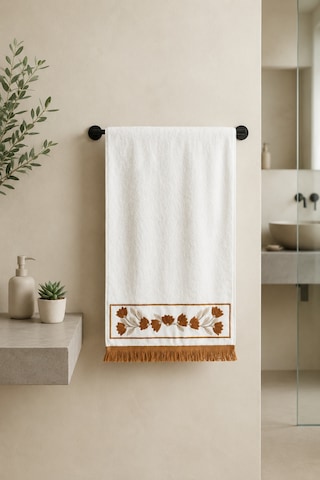 Havlu 50 Cm X 90 Cm - 100% Pamuk - Nakışlı Beyaz