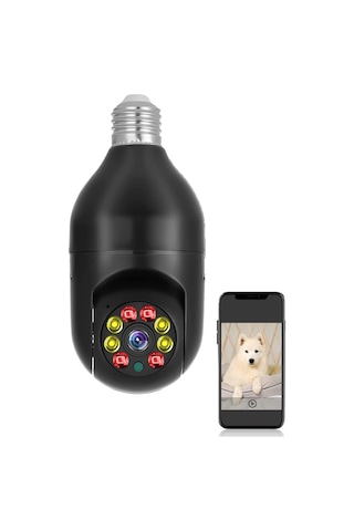 Skycity Yııot E27 Ampul Kamera - 3mp, İki Yönlü Ses, Hareket İzleme, Gece Görüşü, Su Geçirmez, Tuya Uygulaması İle Kontrol Siyah, 1 Adet