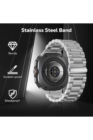 Samsung Galaxy Watch 7 Ultra 47mm Uyumlu Paslanmaz Çelik Akıllı Saat Kordonu Metal Toka