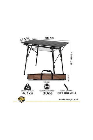 FUNKY CHAIRS Elite Teleskopik Ayaklı Kamp Masası - Siyah