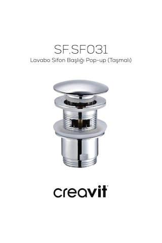 Creavit Lavabo Sifon Başlığı Pop-up Taşmalı Krom