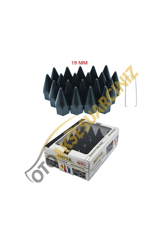 A Kalite Mefsa Bijon Kapağı Sivri 19 Mm Siyah 20 Li Set