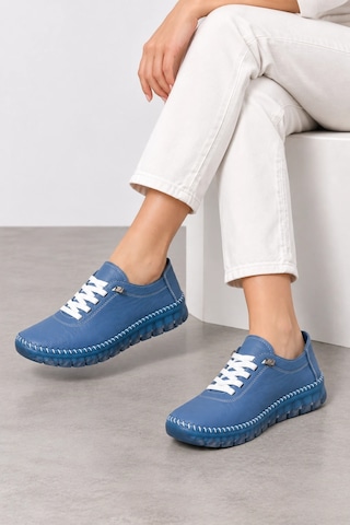 Ht Hotin Ash Kadın Hakiki Deri Dikişli Günlük Ayakkabı - Mavi
