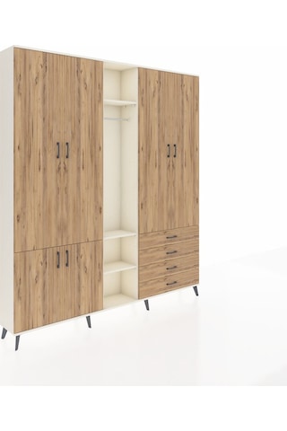 Arges Dolap 14 Raflı 4 Çekmeceli Tek Askılı 220x30x243 Aytaşı-çam/çam Atlas Çam/atlas Çam