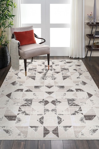 Bambu Saten Halı Kilim Salon Mutfak Koridor Yolluk Dokuma Makine Halısı Petra 4 Gri Kahverengi Kahverengi
