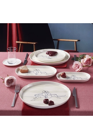 Güral Love 25422 11 Parça 2 Kişilik Bone Kahvaltı Takımı Beyaz