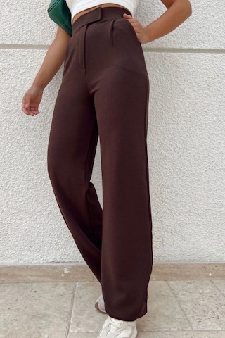Bb Butik Basic Cırtlı Palazzo Pantolon Kahverengi