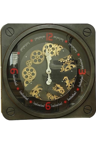 Kenpazar Saat Çarklı Kare Duvar Saati Dekoratif Ev Ofis Hediyelik çok Renkli