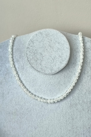 6 Mm Necef Doğaltaş Kolye 001 - Beyaz