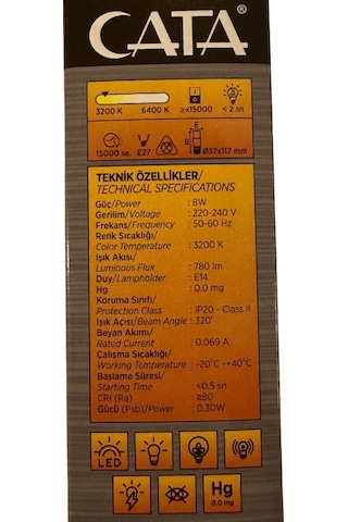 Cata Ct-4092 8w 3200k Günışığı E14 Duylu Led Ampul 8 Adet