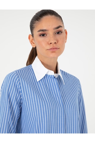 Pierre Cardin Kadın Mavi Gömlek Desenli 50292249-vr036 Mavi