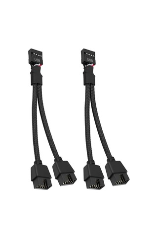 Usb Başlık Ayırıcı, 2 Adet Usb 2.0 9 Pinli Dişi - Çift 9 Pinli Erkek Uzatma Kablosu, Anakart 9 Pinli Usb2.0 Başlık Ayırıcı Naylon Örgülü