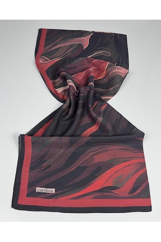 Cardion Pamuk İpek Şal - 70 X 180 - 06302 Siyah - Kırmızı