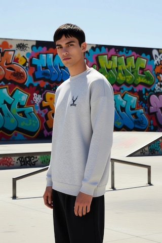 Benerly Erkek Bisiklet Yaka Düşük Kol Uzun Kol Sweatshirt Fonksiyonel Day Gri Melanj