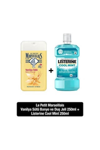 Listerine Cool Mint Ağız Bakım Suyu 250 ML + Le Petit Marseillais Vanilya Sütü Duş Jeli 250 ML
