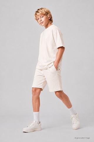 TOMMYLIFE Ekru Oversize Fit Basic Erkek Çocuk Şort Takım - 11335