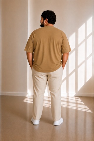 Sngl Tekstil Erkek Büyük Beden Oversize Kısa Kollu T-shirt 3xl 4xl 5xl 6xl 7xl 8xl 9xl Sütlü Kahverengi