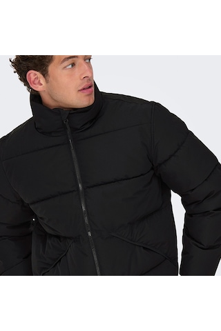 Only&sons Pack Life Puffer Erkek Siyah Dik Yaka Mont Siyah