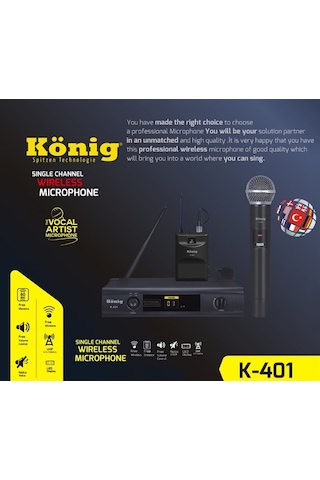König K-401y Tek Yaka Uhf Telsiz Mikrofon