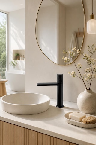 Fontana Fk-9115 Mat Siyah Lavabo Bataryası Lüx Tasarım Siyah Lavabo Bataryası