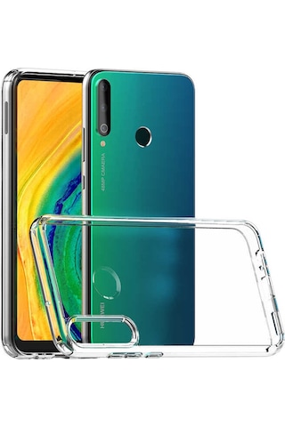 Huawei P40 Lite E Kılıf Zore Coss Şeffaf Sert Silikon Kılıf Renksiz