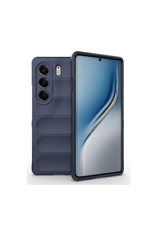 Tecno Camon 40 Pro Kılıf İçi Kadife Dolgulu Dalga Tutma Haznelli Premium Tpu Silikon Kapak Ryc/etnik Lacivert