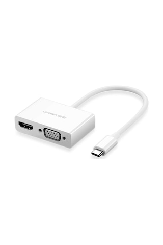 Ugreen Type C To Hdmı + Vga Dönüştürücü Adaptör, Beyaz, 30843