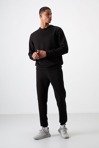 Tommy Life Siyah - Siyah Pamuklu Kalın Yumuşak Dokulu Comfort Fit Nakışlı Erkek Eşofman Takım - 85254 Siyah
