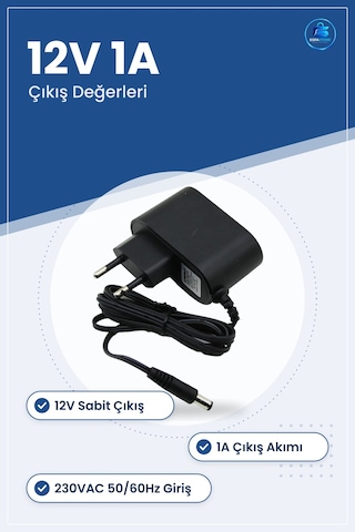 Şarj Adaptörü 12v 1a Ac/dc Fişi 230vac /60hz Kararlı Çıkış Router
