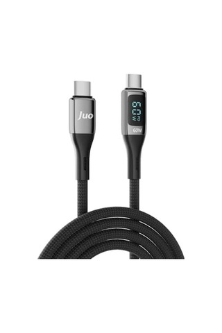 60w Dijital Led Ekranlı Örgülü Usb Type-c To Type-c Hızlı Şarj Ve Data Kablosu 1 Metre
