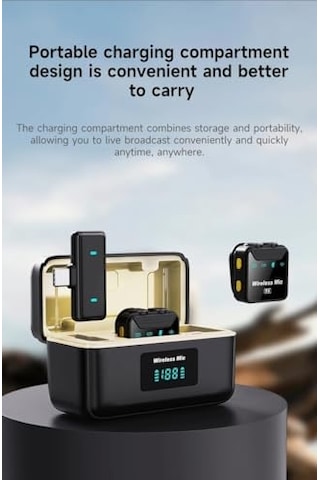 Kablosuz Yaka Mikrofonu Bt 5.2, Çift Mikrofon Desteği, 2.4ghz, Anc/enc Gürültü Engelleme, 360 Ses Toplama, 20-30m Çekim Mesafesi, Taşınabilir Şarj Kutulu Sx22