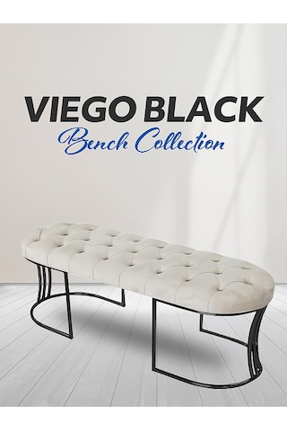 Viego Siyah Bench Puf KREM