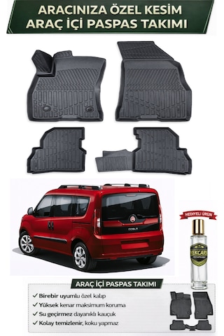Fiat Doblo 2015 Model Aracınıza Özel Üretim Esnek Kauçuk Paspas Takımı