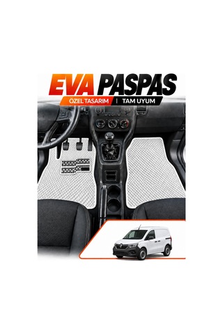 Renault Kangoo 3 Panelvan 2021-2025 Uyumlu Eva Paspas Metal Topukluklu Ön 2 Parça Beyaz