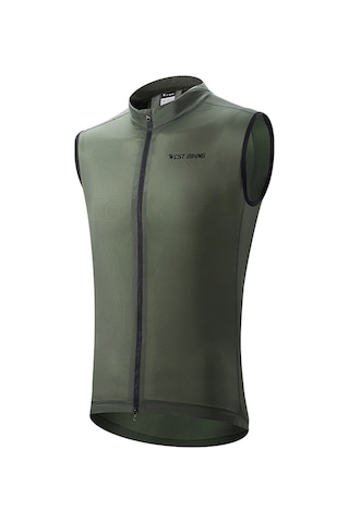 West Bıkıng Yp0206171 Unisex Bisiklet Fermuarlı Yelek Rüzgar Geçirmez 001 Yeşil