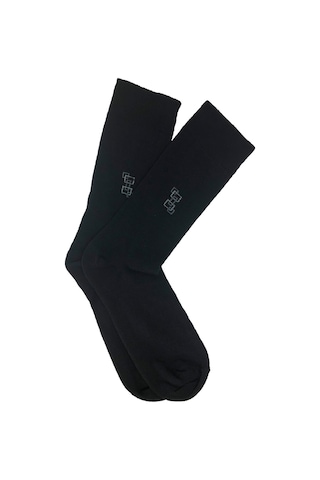 Bgk 10 Çift Erkek Pamuklu Ekonomik Çorap Siyah Siyah