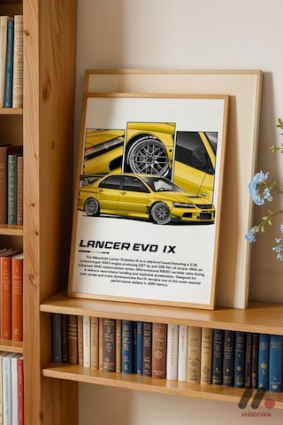 Mitsubishi Lancer Evo Ix Jdm Poster, Ahşap Çerçeveli Duvar Tablosu - Oto Severlere Özel Hediye