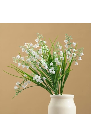 Yapay Çiçek Müge Çiçeği Sazlı Beyaz Çan Çiçeği Lily Of The Valley Demet