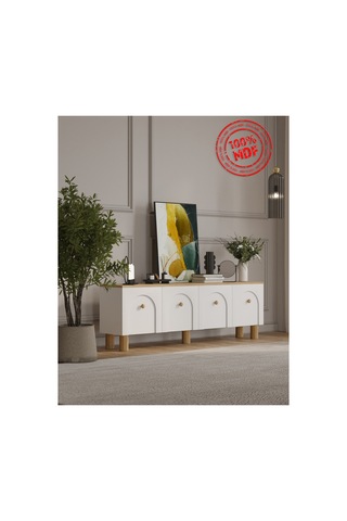 Tamamı Mdf Luna Tv Ünitesi 180 Cm Safir Meşe Kahverengi